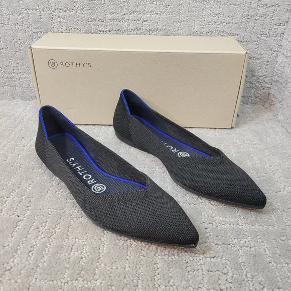 Rothys The Point Solid Black Pointed Toe Slip on Flat Shoe Womens Multiple Sizes - Picture 10 of 11